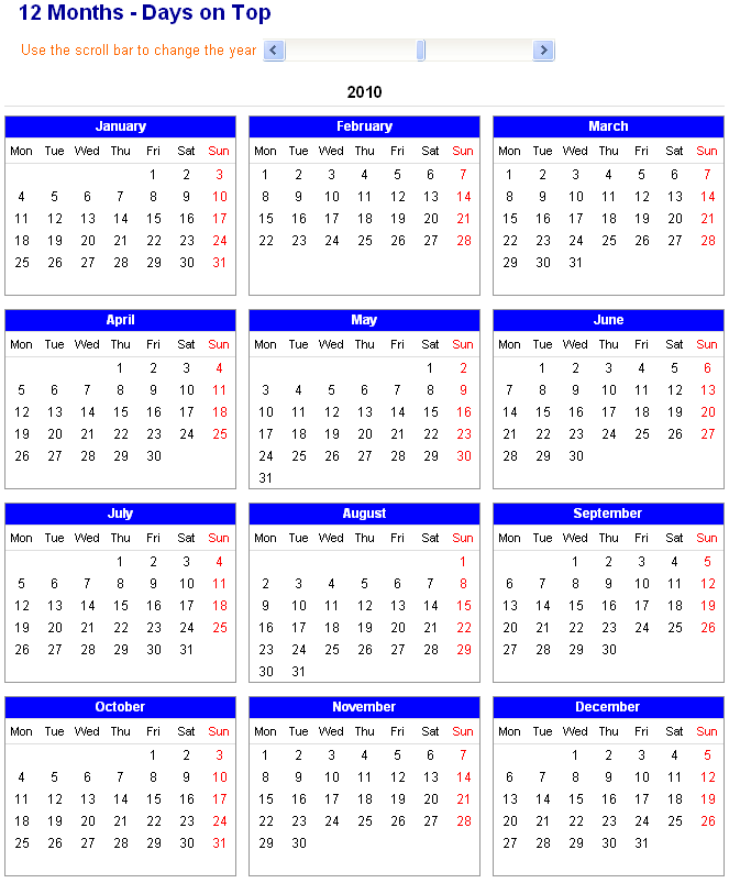 Excel Calendar Spreadsheet 2010